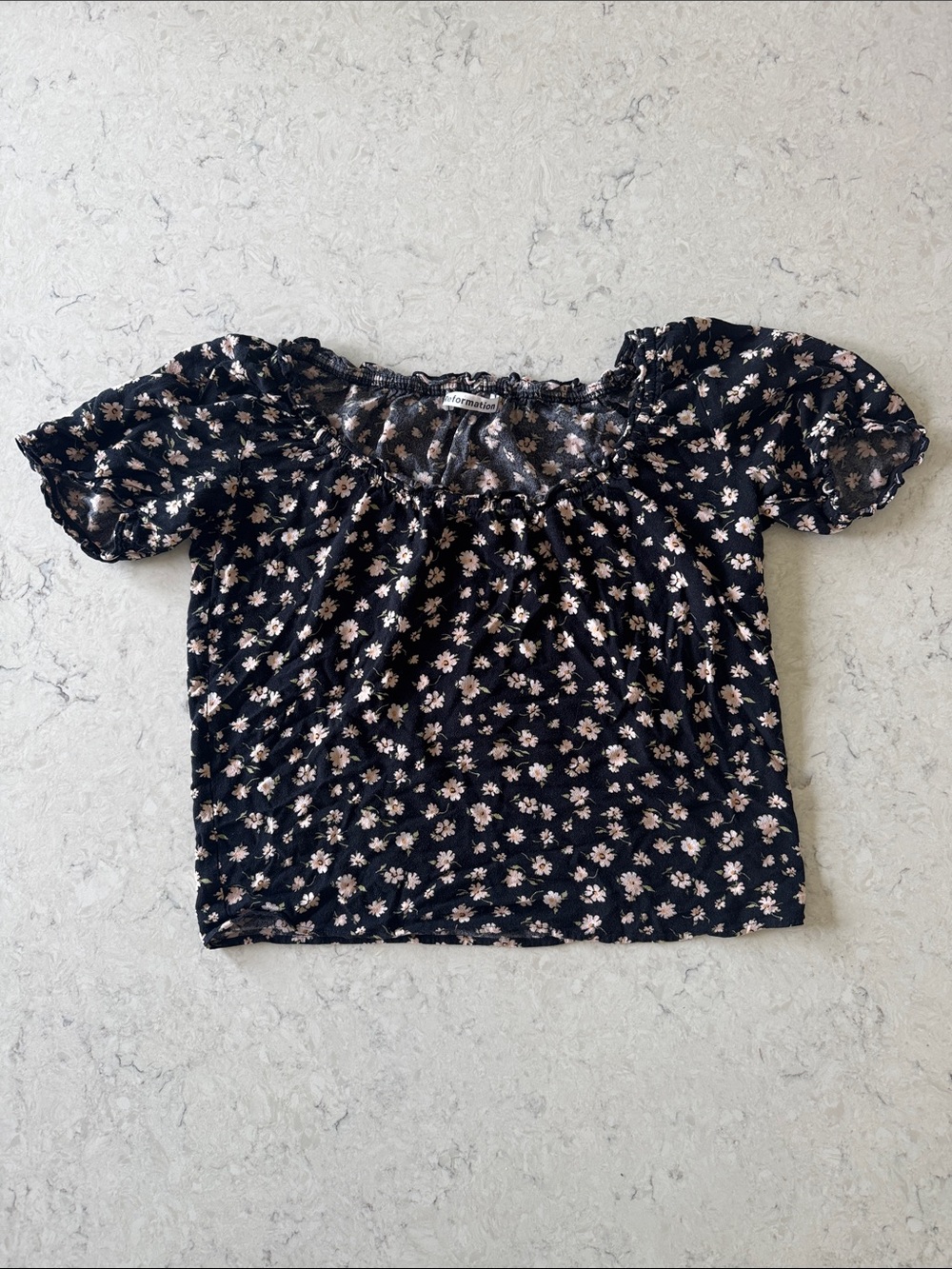 Reformation Cheyanne Haley Black Floral Puff Sleeve Women’s Top size xs